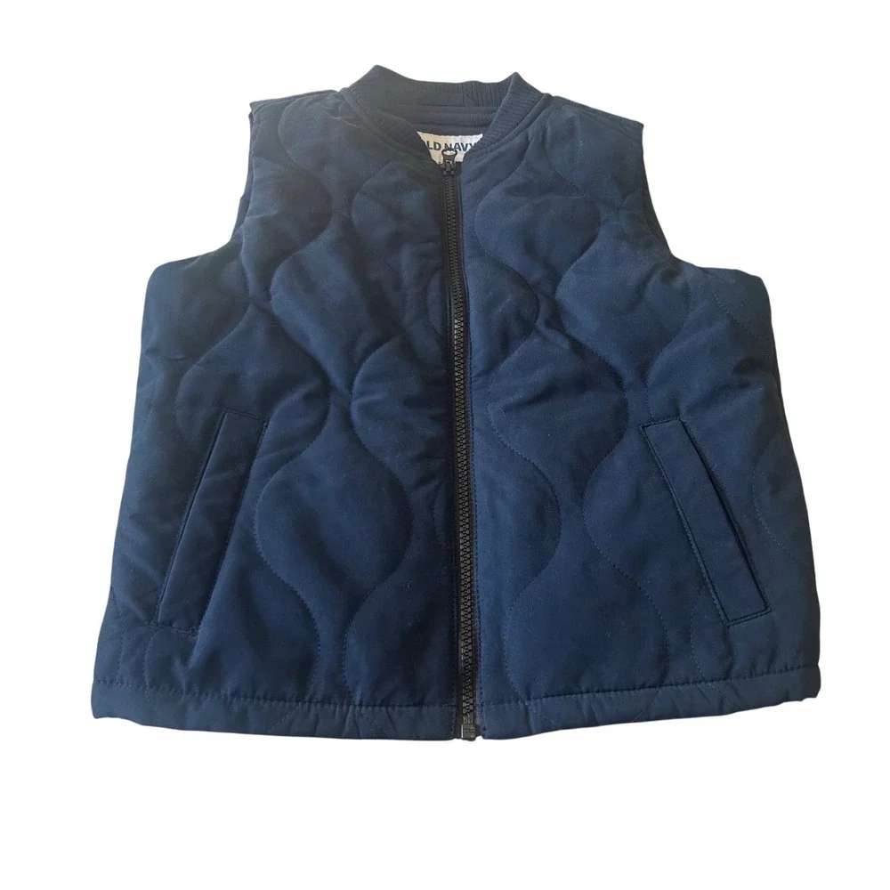 Old Navy Quilted Puffer Vest Navy Blue Kids Size S 6 7 Outerwear Zip Up